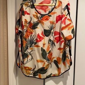 Tropical cutout sleeve blouse